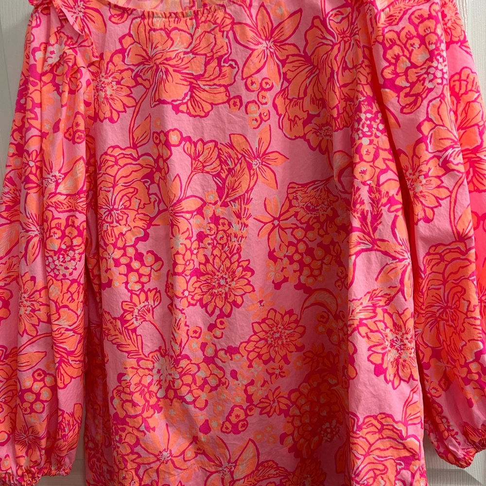 Lilly Pulitzer Pink and Orange Floral Blouse